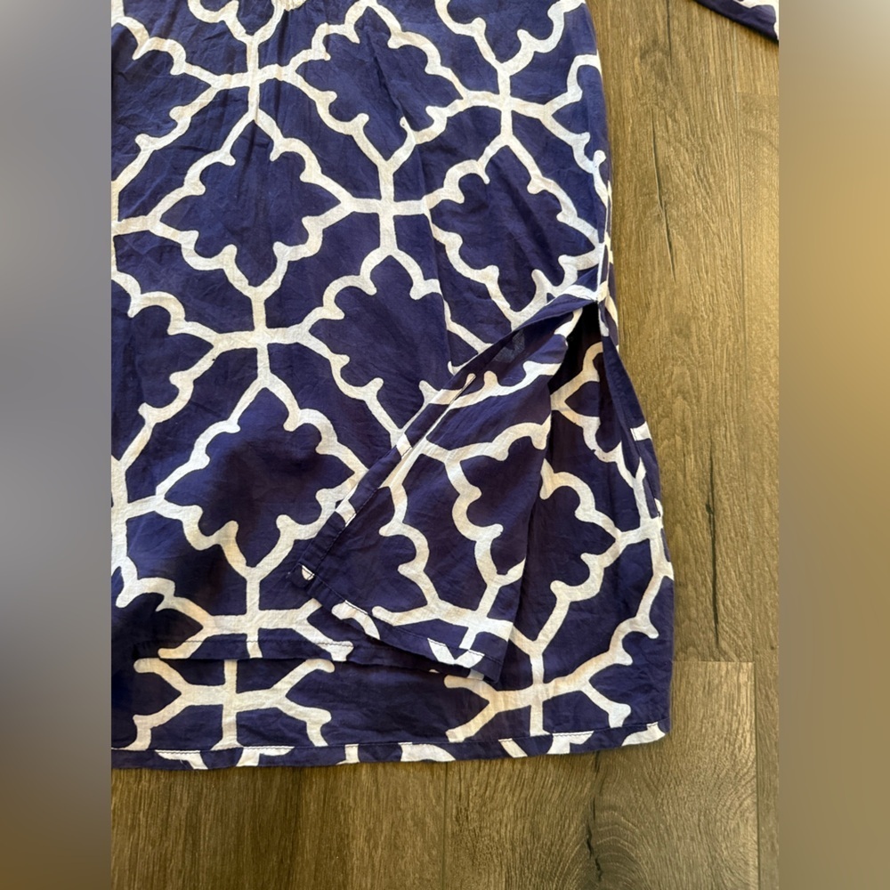 Roberta Roller Rabbit XS Navy White Tunic Embroidered Boho Resort Cover Up - Picture 3 of 10